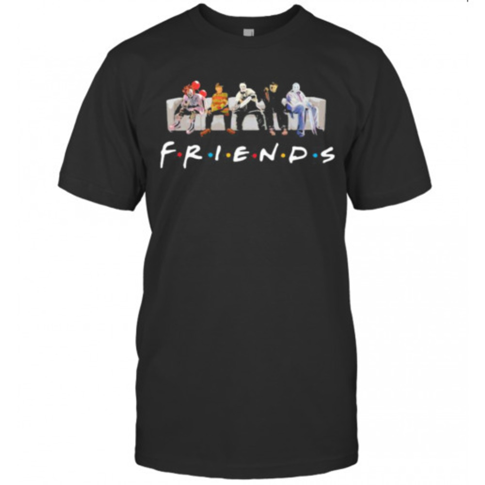 Halloween Horror Characters Sitting On Sofa Friends Tshirt